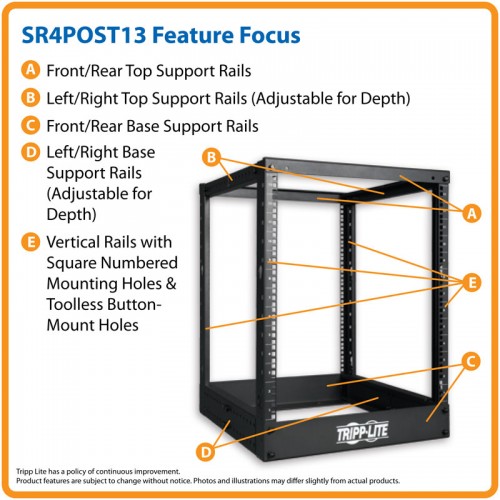 TRIPPLITE SR4POST13 13U 4-Post SmartRack Open Frame Rack - Image 2