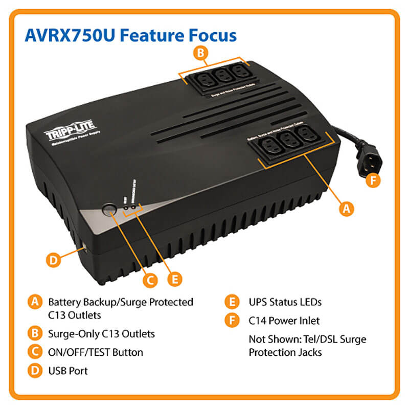 TRIPPLITE AVRX750U AVR 230V 750VA 450W Ultra-Compact Line-Interactive UPS - Image 7