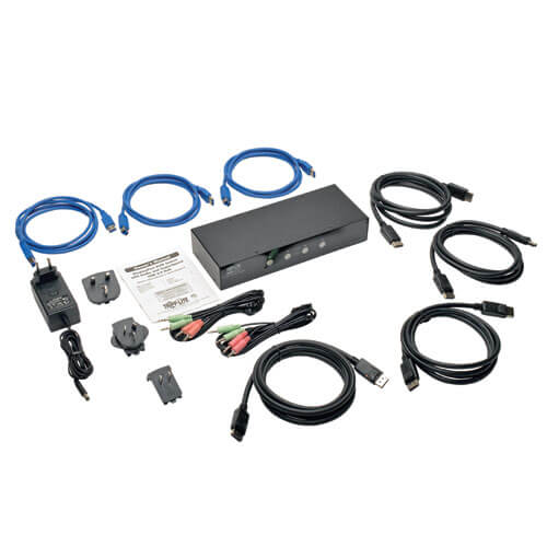 TRIPPLITE B004-DPUA4-K  4-Port DisplayPort KVM Switch with Audio, Cables and USB 3.0 SuperSpeed Hub - Image 4