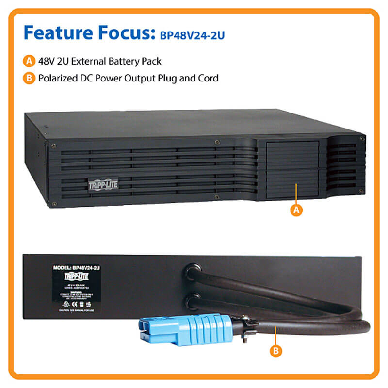 TRIPPLITE BP48V24-2U External 48V 2U Rack-mount Battery Pack Enclosure + DC Cabling - Image 3