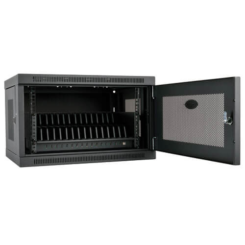 TRIPPLITE CS16USB 16-Device USB Charging Station Cabinet with Sync for iPad and Android Tablets, Wall-Mount Option, Black