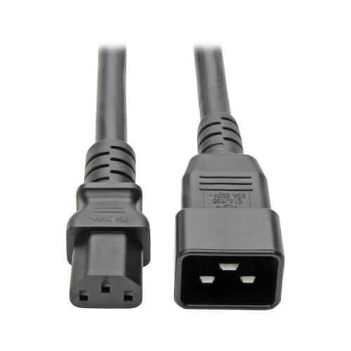TRIPPLITE P032-003 C20 to C13 Power Cable for Computer - Heavy Duty, 15A, 100-250V, 14 AWG, 3 ft. - Image 2