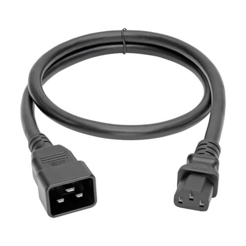 TRIPPLITE P032-003 C20 to C13 Power Cable for Computer - Heavy Duty, 15A, 100-250V, 14 AWG, 3 ft.