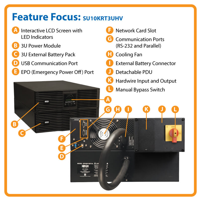 TRIPPLITE SU10KRT3UHV SmartOnline 200-240V 10kVA 9kW Double-Conversion UPS, 6U - Image 7