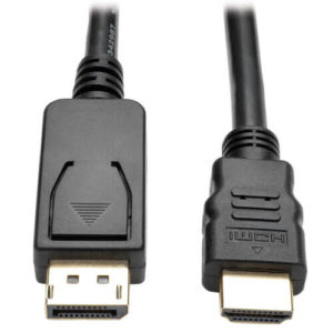 TRIPPLITE P582-006-V2 DisplayPort 1.2 to HDMI Adapter Cable, DP with Latches to HDMI (M/M), UHD 4K x 2K/1080p, 6 ft.