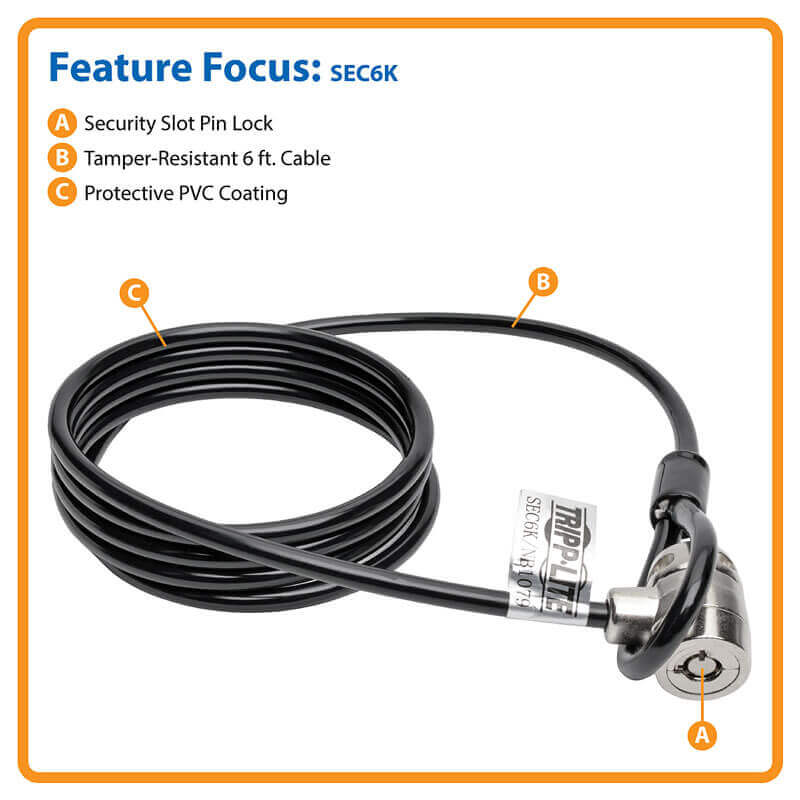 TRIPPLITE SEC6K Keyed Laptop Security Lock, 6 ft. Cable - Image 5