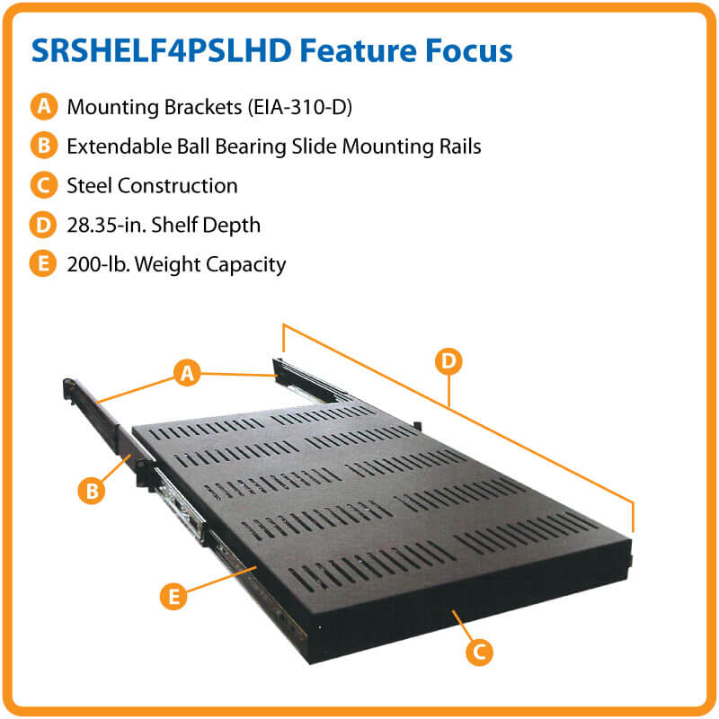 TRIPPLITE SRSHELF4PSLHD SmartRack Heavy-Duty Sliding Shelf - Image 4