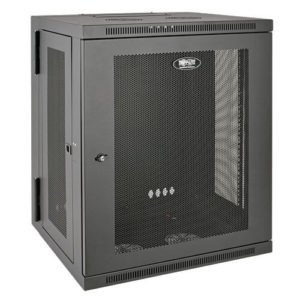 TRIPPLITE SmartRack 15U Low-Profile Switch-Depth Wall-Mount Rack Enclosure Cabinet, Hinged Back