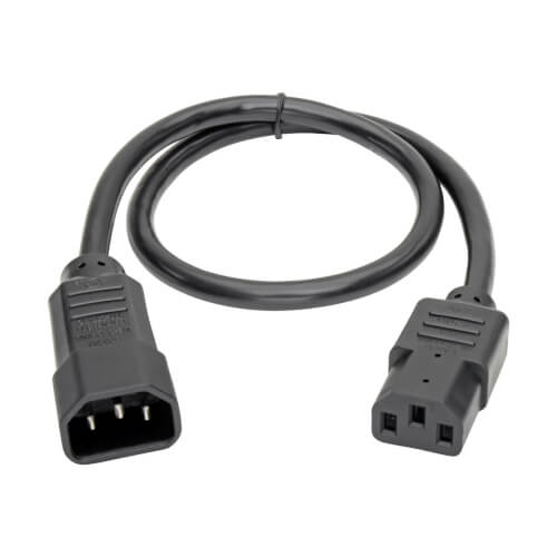 TRIPPLITE P004-002 PDU Power Cord, C13 to C14 - 10A, 250V, 18 AWG, 2 ft., Black