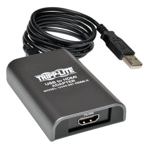 TRIPPLITE U244-001-HDMI-R USB 2.0 to HDMI Dual/Multi-Monitor External Video Graphics Card Adapter, 128 MB SDRAM, 1920 x 1080 (1080p) @ 60hz