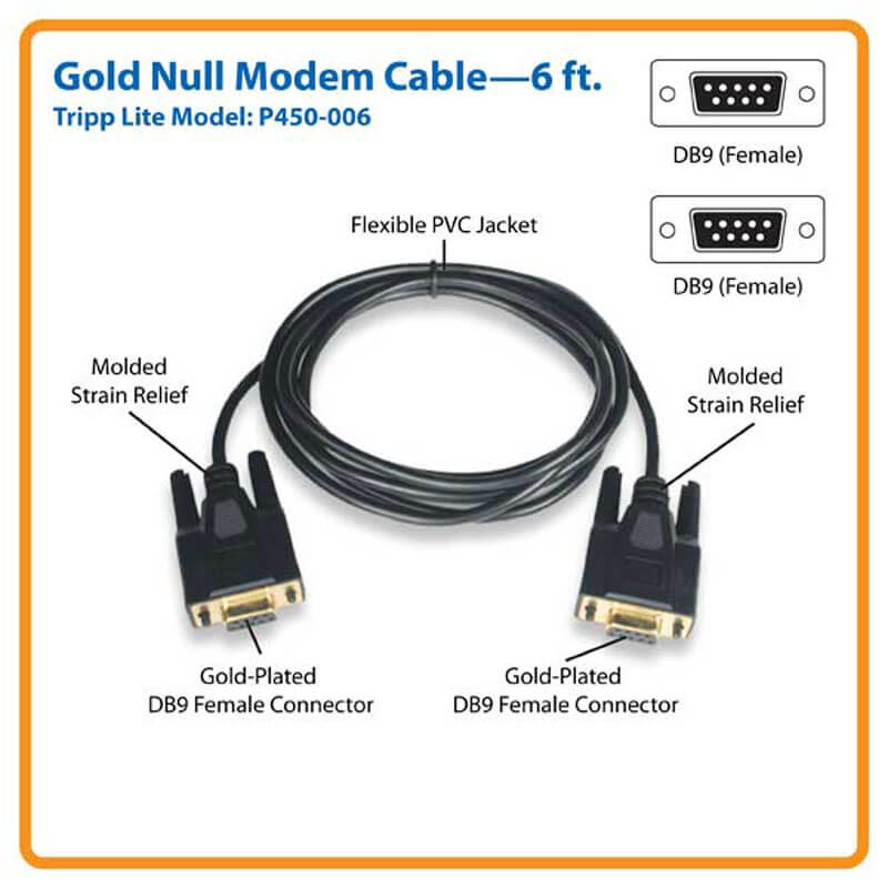 TRIPPLITE P450-006 Null Modem Serial DB9 Serial Cable (DB9 F/F), 6 ft. - Image 2