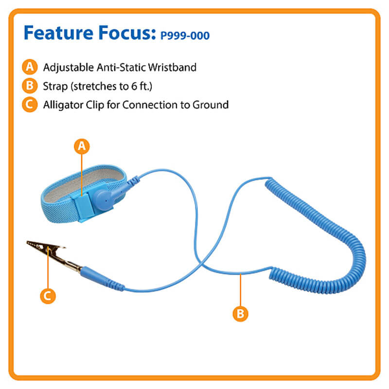 TRIPPLITE P999-000 ESD Anti-Static Wrist Strap Band with Grounding Wire - Image 3