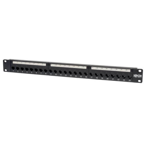 TRIPPLITE N254-024 24-Port 1U Rack-Mount Cat6/Cat5 Feedthrough Patch Panel, RJ45 Ethernet
