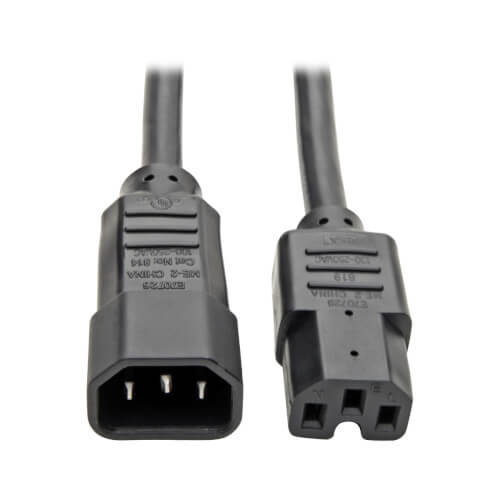 TRIPPLITE P018-003 Power Cord C14 to C15 - Heavy Duty, 15A, 250V, 14 AWG, 3 ft., Black