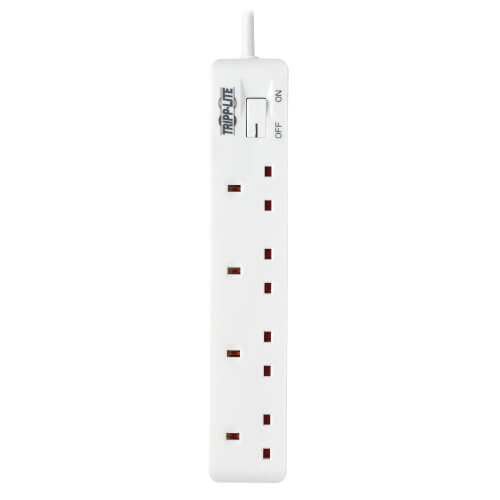 TRIPPLITE PS4B18 4-Outlet Power Strip - British BS1363A Outlets, 220-250V AC, 13A, 1.8 m Cord, BS1363A Plug, White - Image 2
