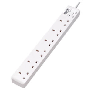 TRIPPLITE PS6B18 6-Outlet Power Strip - British BS1363A Outlets, 220-250V AC, 13A, 1.8 m Cord, BS1363A Plug, White