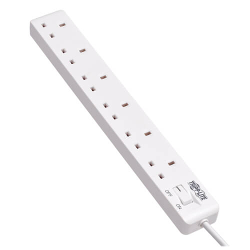 TRIPPLITE PS6B18 6-Outlet Power Strip - British BS1363A Outlets, 220-250V AC, 13A, 1.8 m Cord, BS1363A Plug, White - Image 4