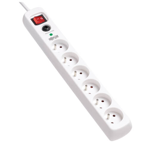 TRIPPLITE TLP6F18 6-Outlet Surge Protector - French Type E Outlets, 220-250V AC, 16A, 1.8 m Cord, Type E Plug, White - Image 4