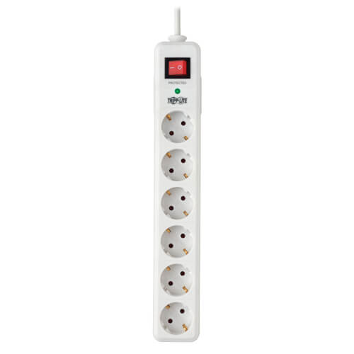 TRIPPLITE TLP6G18 6-Outlet Surge Protector - German Type F Schuko Outlets, 220-250V AC, 16A, 1.8 m Cord, Schuko Plug, White - Image 2