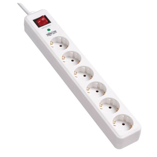 TRIPPLITE TLP6G18 6-Outlet Surge Protector - German Type F Schuko Outlets, 220-250V AC, 16A, 1.8 m Cord, Schuko Plug, White - Image 4