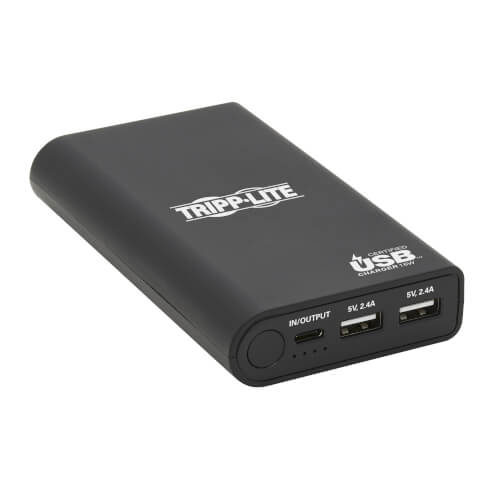 TRIPPLITE UPB-10K0-2U1C Portable Charger - 2x USB-A, USB-C with PD Charging, 10,050mAh Power Bank, Lithium-Ion, USB-IF