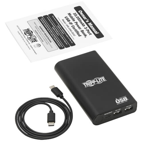 TRIPPLITE UPB-10K0-2U1C Portable Charger - 2x USB-A, USB-C with PD Charging, 10,050mAh Power Bank, Lithium-Ion, USB-IF - Image 6