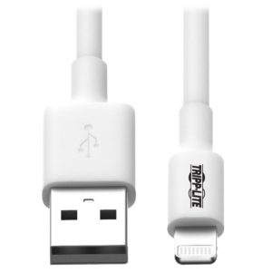 TRIPPLITE M100-003-WH USB-A to Lightning Sync/Charge Cable, MFi Certified - White, M/M, USB 2.0, 3ft.