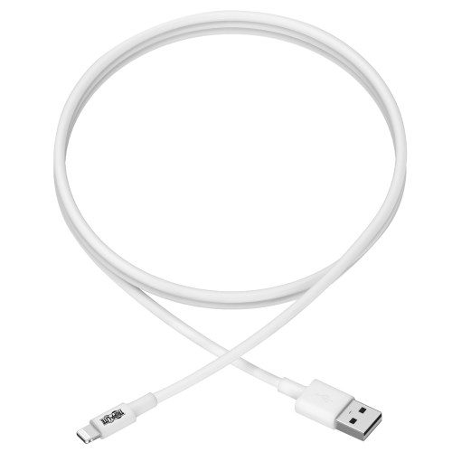 TRIPPLITE M100-003-WH USB-A to Lightning Sync/Charge Cable, MFi Certified - White, M/M, USB 2.0, 3ft. - Image 2