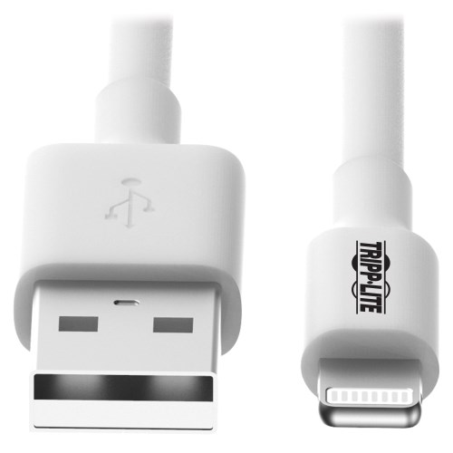 TRIPPLITE M100-003-WH USB-A to Lightning Sync/Charge Cable, MFi Certified - White, M/M, USB 2.0, 3ft. - Image 3