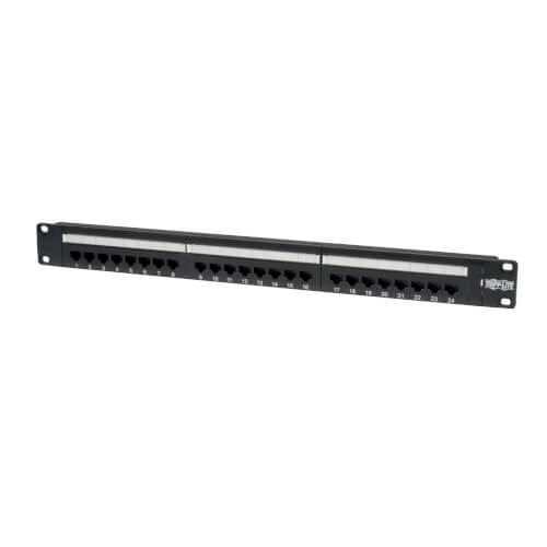TRIPPLITE N252-024  24-Port 1U Rack-Mount Cat6/Cat5 110 Patch Panel, 568B, RJ45 Ethernet