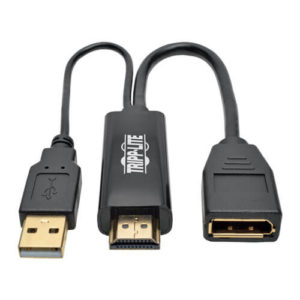 TRIPPLITE P130-06N-DP-V2 4K HDMI to DisplayPort Active Adapter Video Converter with USB Power, HDMI to DisplayPort (M/F), 4K 30Hz,15.24cm