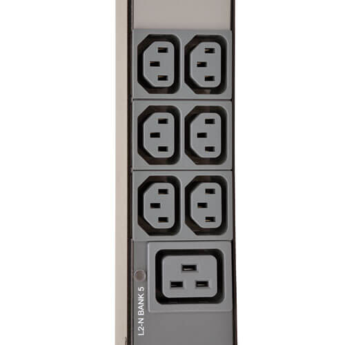 TRIPPLITE PDU3XMV6G32 3-Phase Local Metered PDU, 23kW, 42 208-240V outlets (36 C13, 6 C19), IEC309 32A Red (3P+N+E) 360-415V Input, 0u vertical - Image 3