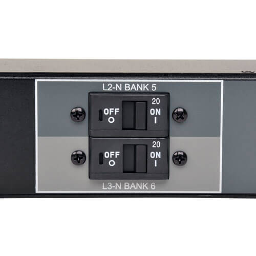 TRIPPLITE PDU3XMV6G32 3-Phase Local Metered PDU, 23kW, 42 208-240V outlets (36 C13, 6 C19), IEC309 32A Red (3P+N+E) 360-415V Input, 0u vertical - Image 4