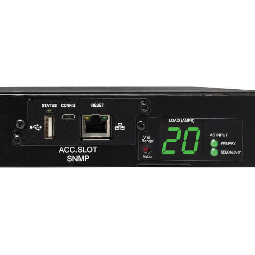 TRIPPLITE PDUMH20HVATNET 3.8kW Single-Phase Switched ATS PDU, Two 200-240V C20 Inlets, 8 C13 & 2 C19 Outputs 1U - Image 4