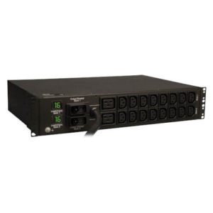 TRIPPLITE PDUMH32HV Local Metered PDU, 230V Outlets (2-C19, 16-C13), IEC-309 230V 32A Blue, 12 ft. (3.66 m) Cord, 2U Rack-Mount, TAA