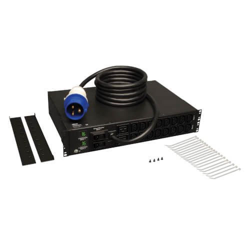 TRIPPLITE PDUMH32HV Local Metered PDU, 230V Outlets (2-C19, 16-C13), IEC-309 230V 32A Blue, 12 ft. (3.66 m) Cord, 2U Rack-Mount, TAA - Image 5