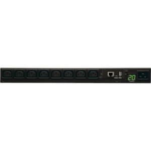 TRIPPLITE PDUMNH20HV Monitored PDU 8 C13 Outlets, C20 Input with L6-20P Adapter, 2.4m Cord, 1U Rack-Mount
