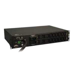 TRIPPLITE PDUMNH32HV Monitored PDU 230V Outlets (12-C13, 4-C19), IEC-309 32A Blue, 12 ft. (3.66 m) Cord, 2U Rack-Mount