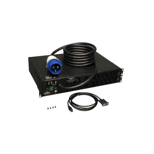 TRIPPLITE PDUMNH32HV Monitored PDU 230V Outlets (12-C13, 4-C19), IEC-309 32A Blue, 12 ft. (3.66 m) Cord, 2U Rack-Mount - Image 6