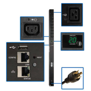 TRIPPLITE PDUMV20HVNET2LX 3.7kW Single-Phase 208/230V Switched PDU - 7 C13, 1 C19 Outlets, C20 / L6-20P Inputs