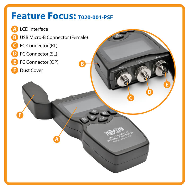TRIPPLITE T020-001-PSF Multi-Function Optical Fiber Cable Tester with Power Meter, Light Source and Visual Fault Locator - Image 5