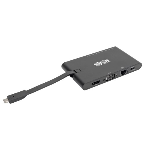 TRIPPLITE U442-DOCK3-B USB-C Dock - 4K HDMI, VGA, USB 3.2 Gen 1, USB-A/C Hub, GbE, Memory Card, 100W PD Charging