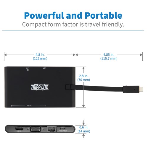 TRIPPLITE U442-DOCK3-B USB-C Dock - 4K HDMI, VGA, USB 3.2 Gen 1, USB-A/C Hub, GbE, Memory Card, 100W PD Charging - Image 5