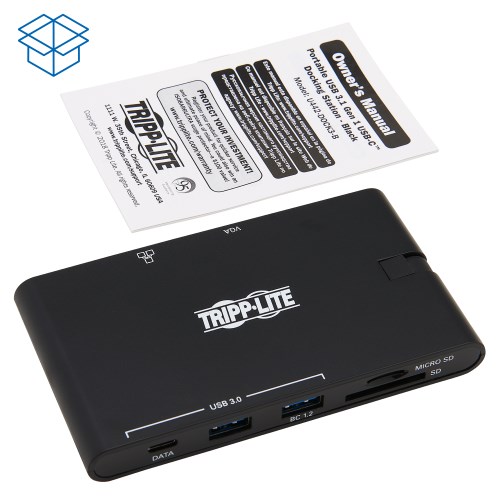 TRIPPLITE U442-DOCK3-B USB-C Dock - 4K HDMI, VGA, USB 3.2 Gen 1, USB-A/C Hub, GbE, Memory Card, 100W PD Charging - Image 6