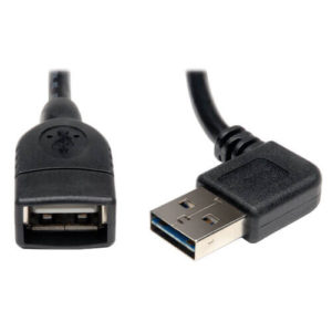 TRIPPLITE UR024-18N-RA Universal Reversible USB 2.0 Extension Cable (Reversible Right/Left-Angle A to A M/F), 45.72cm