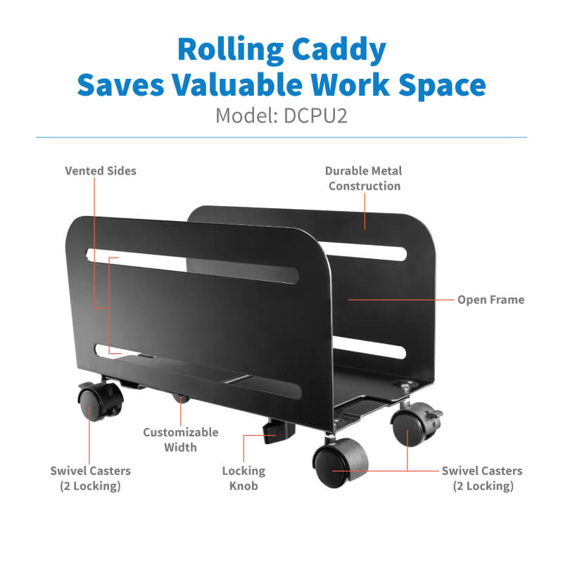 TRIPPLITE DCPU2 Mobile CPU Caddy for Computer Towers - Width Adjustable, Locking Casters Black - Image 6