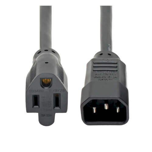 TRIPPLITE P002-001-10A NEMA 5-15R to C14 Computer AC Power Cable - 10A, 125V, 18 AWG, 0.31m Black