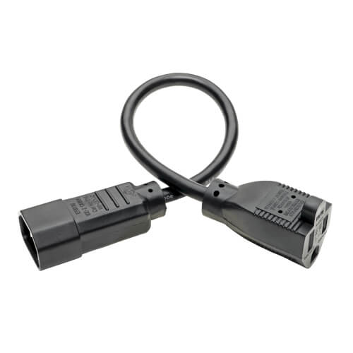 TRIPPLITE P002-001-10A NEMA 5-15R to C14 Computer AC Power Cable - 10A, 125V, 18 AWG, 0.31m Black - Image 2