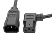 TRIPPLITE P004-002-13LA Power Extension Cord, Left-Angle C13 to C14 PDU Style - 10A, 250V, 18 AWG, 0.61 m Black