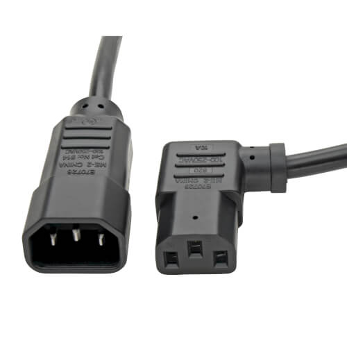 TRIPPLITE P004-002-13LA Power Extension Cord, Left-Angle C13 to C14 PDU Style - 10A, 250V, 18 AWG, 0.61 m Black